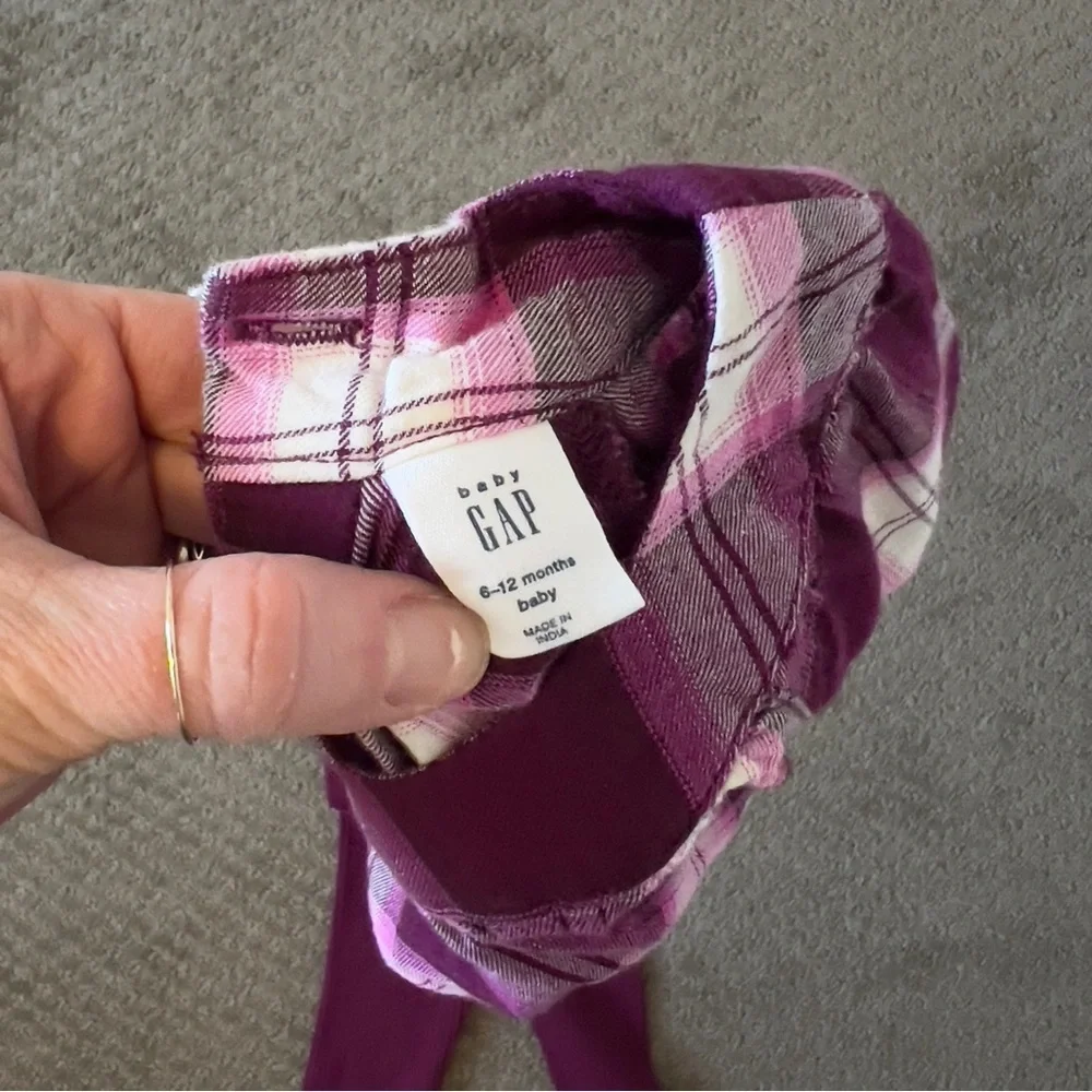 Baby Gap Plaid Top And Leggings Set Purple Size 6-12 mths